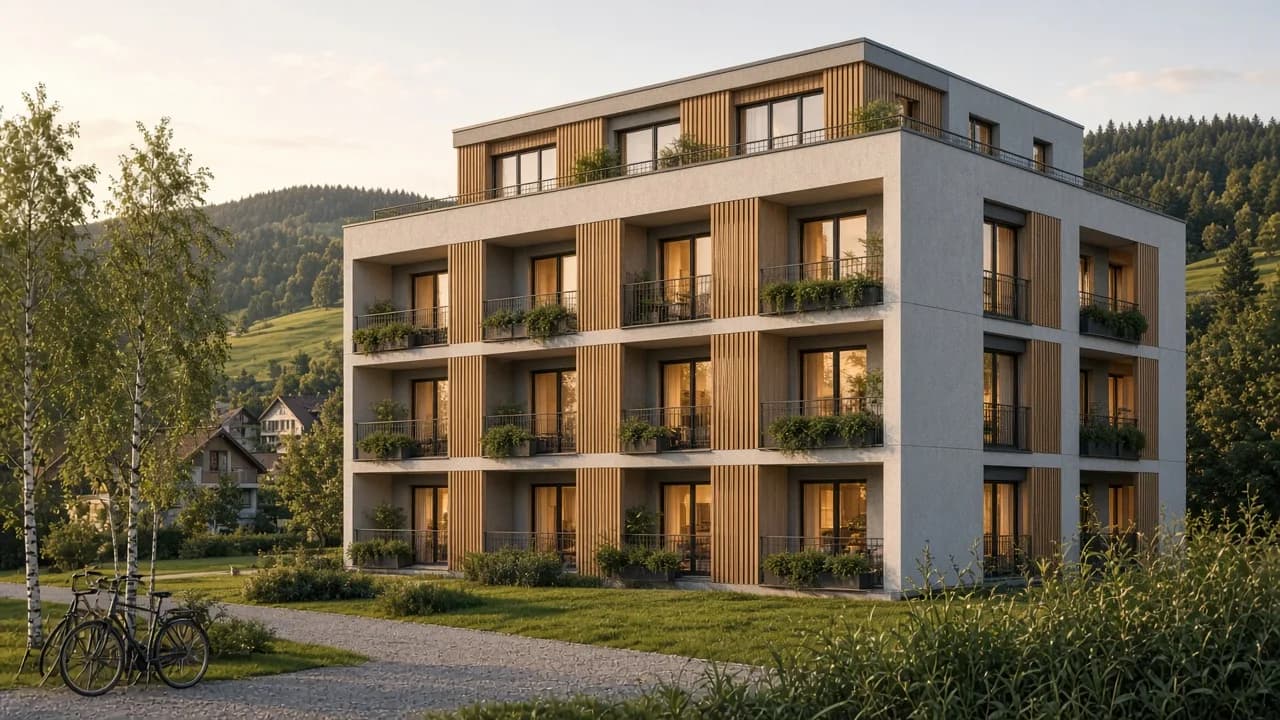 3D-Visualisierung Mehrfamilienhaus, Konzeptstudie